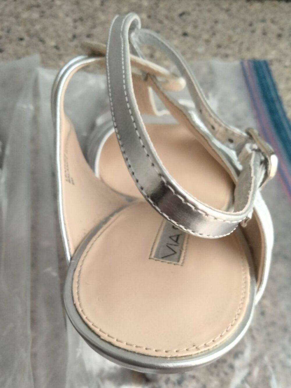 Silver Metallic T-Strap High Heel Sandals - Picture 9 of 13